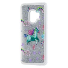Чохол для Samsung Galaxy S9 (G960) Блискучі вода срібляста "єдиноріг"