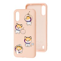 Чохол для Samsung Galaxy A01 (A015) Wave Fancy laika spaceman / pink sand