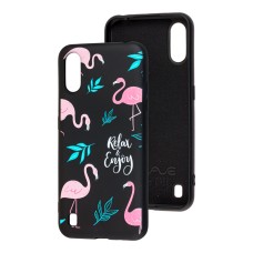 Чохол для Samsung Galaxy A01 (A015) Wave Fancy flamingo / black