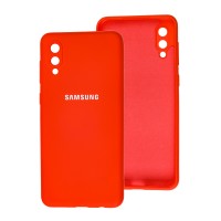 Чохол для Samsung Galaxy A02 (A022) Lime silicon з мікрофіброю червоний