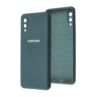 Чохол для Samsung Galaxy A02 (A022) Lime silicon з мікрофіброю темно зелений