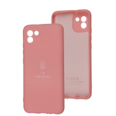 Чохол для Samsung Galaxy A03 (A035) Silicone Full Тризуб розовий / light pink