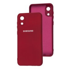 Чохол Samsung Galaxy A03 Core (A032) Silicone Full camera бордовий / marsala