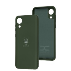 Чохол Samsung Galaxy A03 Core (A032) Silicone Full Тризуб темно-зелений