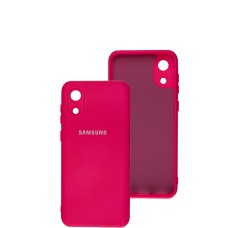 Чохол Samsung Galaxy A03 Core (A032) Silicone Full camera яскраво-рожевий