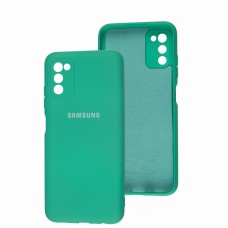 Чохол Samsung Galaxy A03s (A037) Full camera бірюзовий / marine green