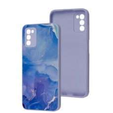 Чохол Samsung Galaxy A03s (A037) Marble Clouds blue