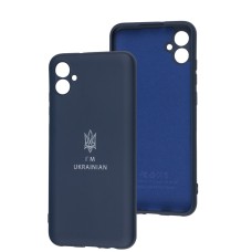 Чохол для Samsung Galaxy A04E (A042) Silicone Full Тризуб синій