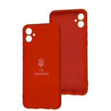 Чохол Samsung Galaxy A04E (A042) Silicone Full Тризуб червоний