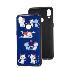 Чехол для Samsung Galaxy A10s (A107) Wave Majesty kitty in love / midnight blue