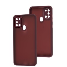 Чохол Samsung Galaxy A21s (A217) Luxury Metal Lens марсала