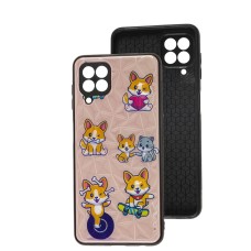 Чехол для Samsung Galaxy A22 / M22 / M32 Wave Majesty playful corgi / light pink