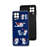Чехол для Samsung Galaxy A22 / M22 / M32 Wave Majesty kitty in love / midnight blue