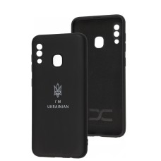 Чохол Samsung Galaxy A20/A30 Silicone Full Тризуб чорний