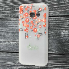 Чохол Samsung Galaxy A3 2017 (A320) силіконовий з принтом червоні квіти