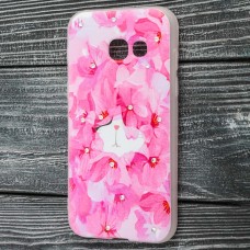 Чохол Samsung Galaxy A3 2017 (A320) силіконовий з принтом малинові квіти
