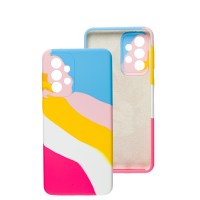 Чохол для Samsung Galaxy A33 (A336) Silicone Full rainbow блакитний / фуксія
