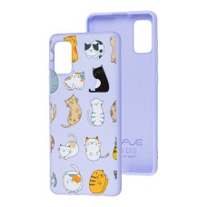 Чохол для Samsung Galaxy A41 (A415) Wave Fancy funny cats / light purple