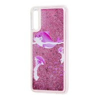 Чохол для Samsung Galaxy A50 / A50s / A30s Блискучі вода "дельфін рожевий"