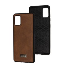 Чохол для Samsung Galaxy A51 (A515) Leather Mustang Logo коричневий
