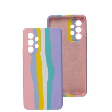 Чохол для Samsung Galaxy A53 (A536) Silicone Full rainbow рожевий/бузковий