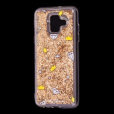 Чохол для Samsung Galaxy A6 2018 (A600) Блискучі вода золотистий "корона та діамант"