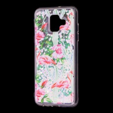 Чохол для Samsung Galaxy A6 2018 (A600) вода світло-рожевий "фламінго та кактуси"