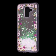 Чохол для Samsung Galaxy A6+ 2018 (A605) Блиск вода світло-рожевий "квіти"