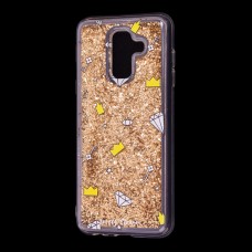 Чохол для Samsung Galaxy A6+ 2018 (A605) Блискучі вода золото "корона і діамант"