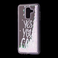 Чохол для Samsung Galaxy A6+ 2018 (A605) Блискучі вода світло-рожевий "yes you can"