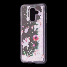Чохол для Samsung Galaxy A6+ 2018 (A605) вода світло-рожевий "маленькі єдинороги"