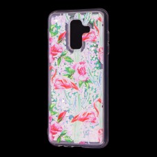 Чохол для Samsung Galaxy A6+ 2018 (A605) вода світло-рожевий "фламінго та кактуси"