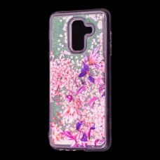 Чохол для Samsung Galaxy A6+ 2018 (A605) вода рожевий "рожево-фіолетові квіти"