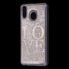 Чохол для Samsung Galaxy M20 (M205) Блискучі вода сріблястий "Love"