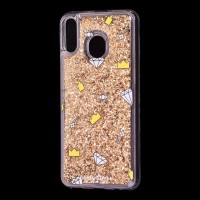 Чохол для Samsung Galaxy M20 (M205) Блискучі вода золотистий "корона та діамант"