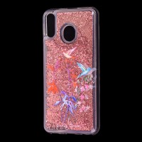 Чохол для Samsung Galaxy M20 (M205) Блискучі вода червоний "колібрі"