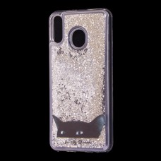 Чохол для Samsung Galaxy M20 (M205) Блискучі вода срібляста "чорний кіт"