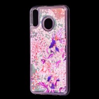 Чохол для Samsung Galaxy M20 (M205) Блискучі вода рожевий "рожево-фіолетові квіти"