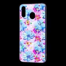 Чохол для Samsung Galaxy M20 (M205) Flowers Confetti "сині квіти"
