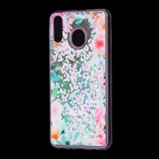 Чохол для Samsung Galaxy M20 (M205) Блискучі вода світло-рожевий "квітучі куточки"