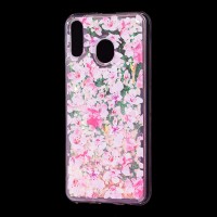 Чохол для Samsung Galaxy M20 (M205) Блискучі вода рожевий "рожеві квіти"