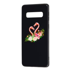 Чохол для Samsung Galaxy S10 (G973) glass print "фламінго"