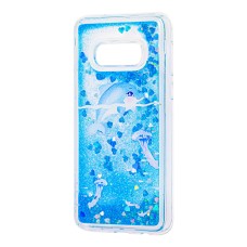 Чохол для Samsung Galaxy S10e (G970) Блискучі вода "дельфін синій"