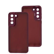 Чохол Samsung Galaxy S21 FE (G990) Luxury Metal Lens марсала