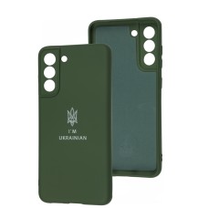 Чохол Samsung Galaxy S21 FE (G990) Full Premium Тризуб зелений / dark green