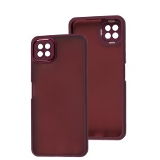 Чохол Samsung Galaxy A22 (A226) Luxury Metal Lens марсала