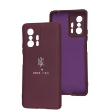Чохол для Xiaomi 11T / 11T Pro Silicone Full Тризуб бордовий