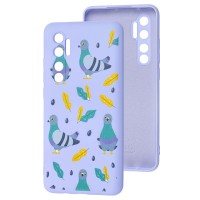 Чохол для Xiaomi Mi Note 10 Lite Wave Fancy pigeon with sunflower seeds / light purpl