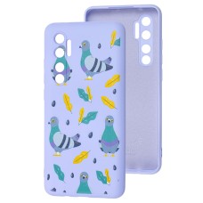 Чохол для Xiaomi Mi Note 10 Lite Wave Fancy pigeon with sunflower seeds / light purpl