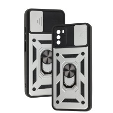 Чохол для Xiaomi Poco M3 Serge Ring Armor ударостійкий сріблястий